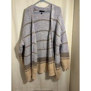 Lane Bryant Open Front Textured Knit Cardigan Beige Lavender 22/24